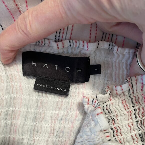 Hatch Jojo Maternity Jumpsuit Romper Size Small Smocked Crinkle Cotton Gauze - Picture 7 of 14